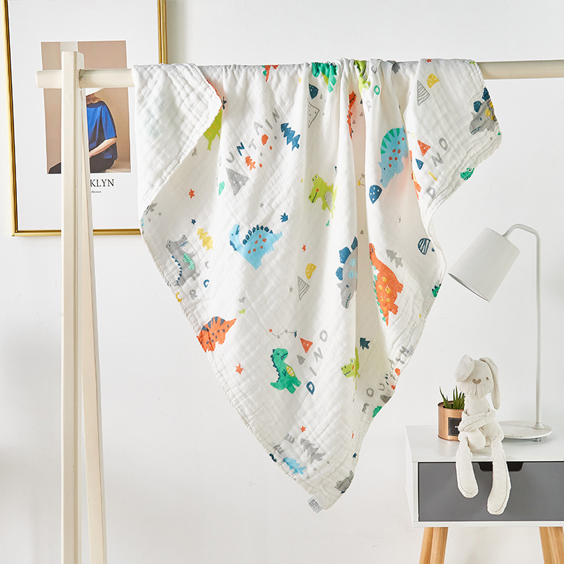 Flower babatakaró géz anyagból, hatsz-layer géz, nyomtatott, 32 szál, 400–500 g, 100% pamut