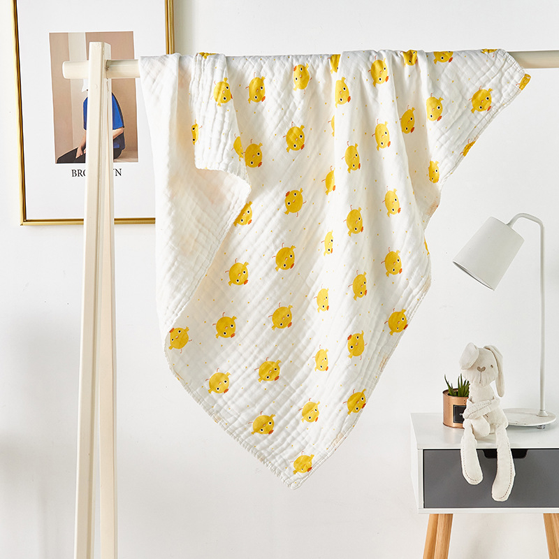 Flower babatakaró géz anyagból, hatsz-layer géz, nyomtatott, 32 szál, 400–500 g, 100% pamut