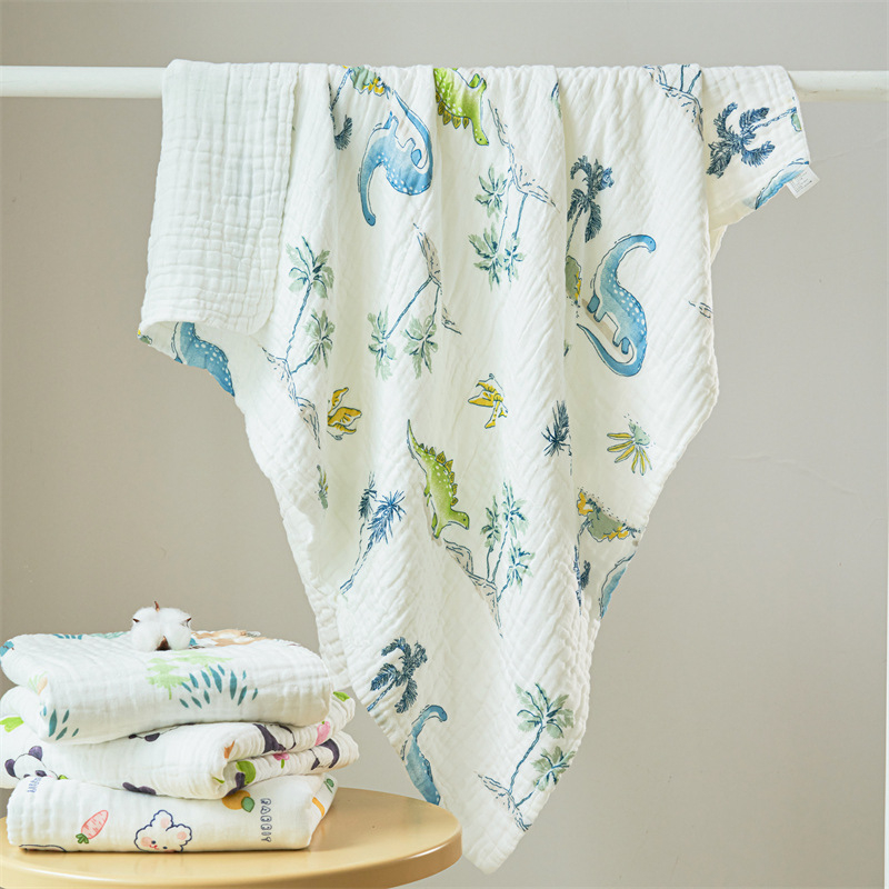 Flower babatakaró géz anyagból, hatsz-layer géz, nyomtatott, 32 szál, 400–500 g, 100% pamut