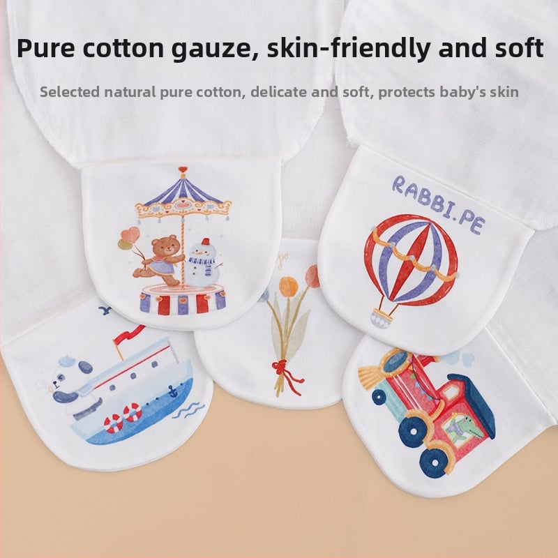 Baba/gyerek pamut-géz törölköző karikatúra mintával, légáteresztő tavasszal-nyáron