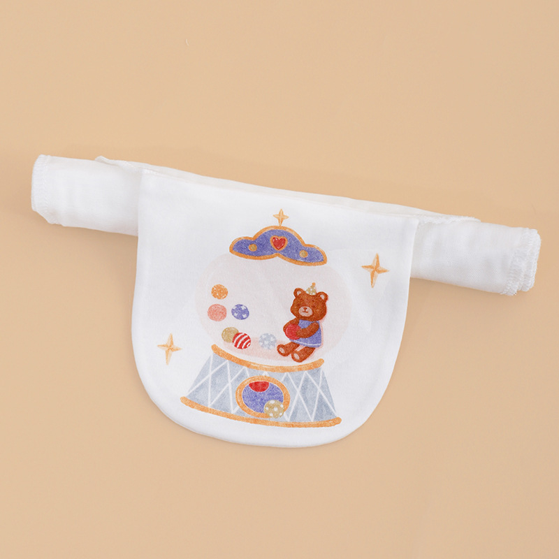 Baba/gyerek pamut-géz törölköző karikatúra mintával, légáteresztő tavasszal-nyáron