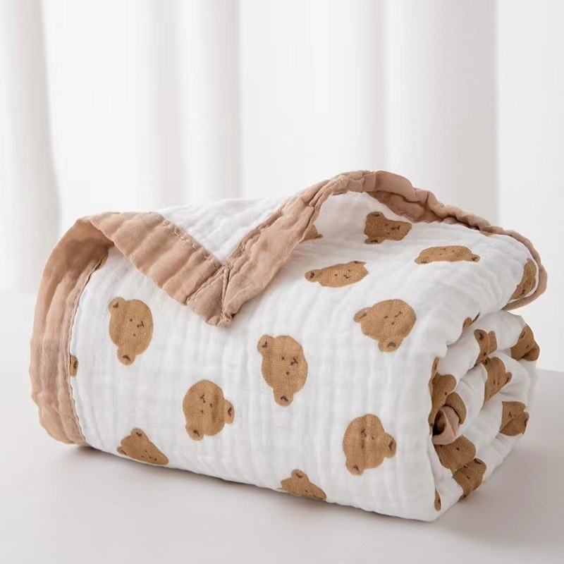 Baba törölköző és becsomoló törölköző készlet, 100% pamut, rajzolt minta, gyors száradás, 200–300 g