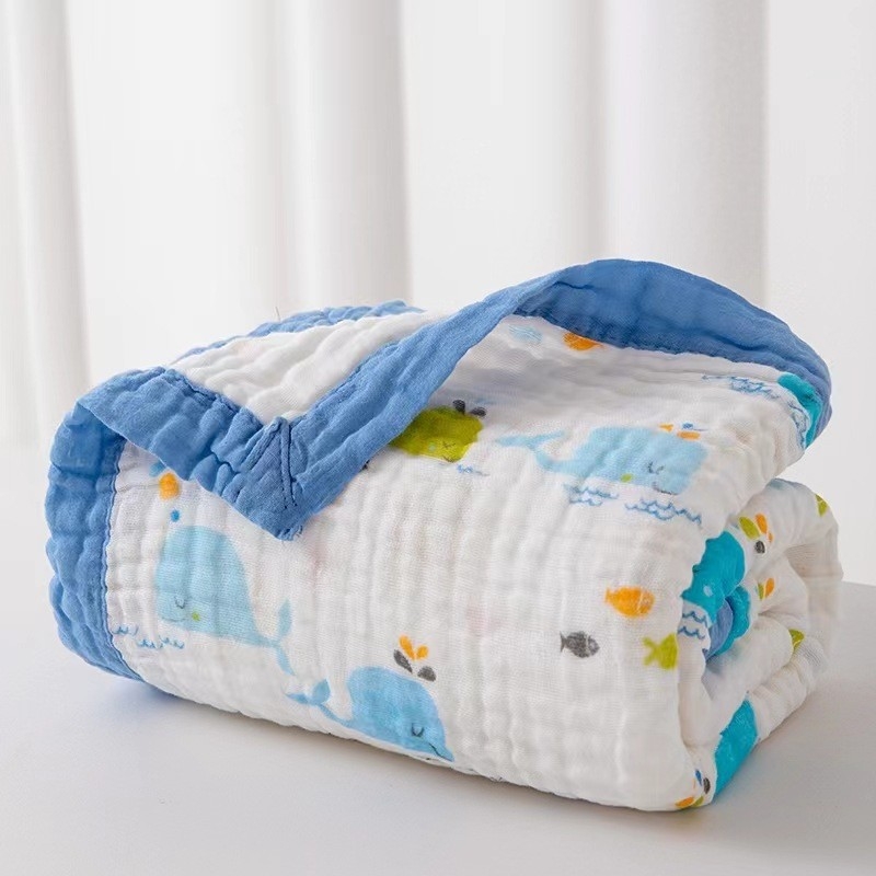 Baba törölköző és becsomoló törölköző készlet, 100% pamut, rajzolt minta, gyors száradás, 200–300 g