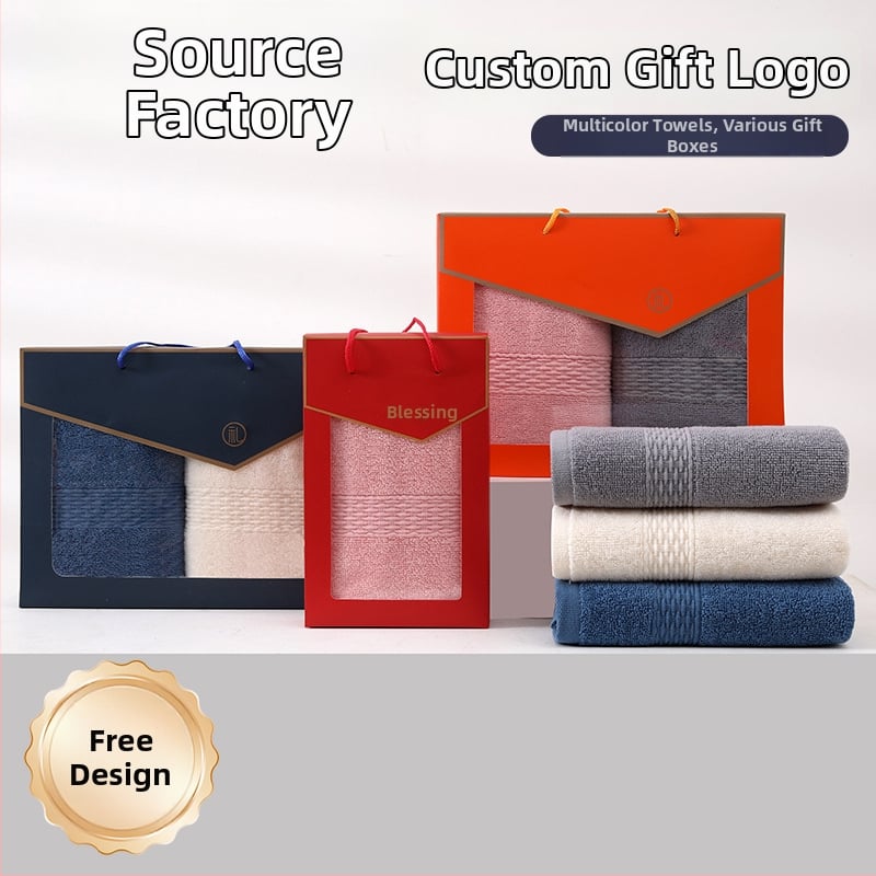 Korāla fleece dvieļu komplekts dāvanas kastē ar logotipu, personalizējams ar izšuvumu/drukāšanu, vienkārša pīšana, 440 g