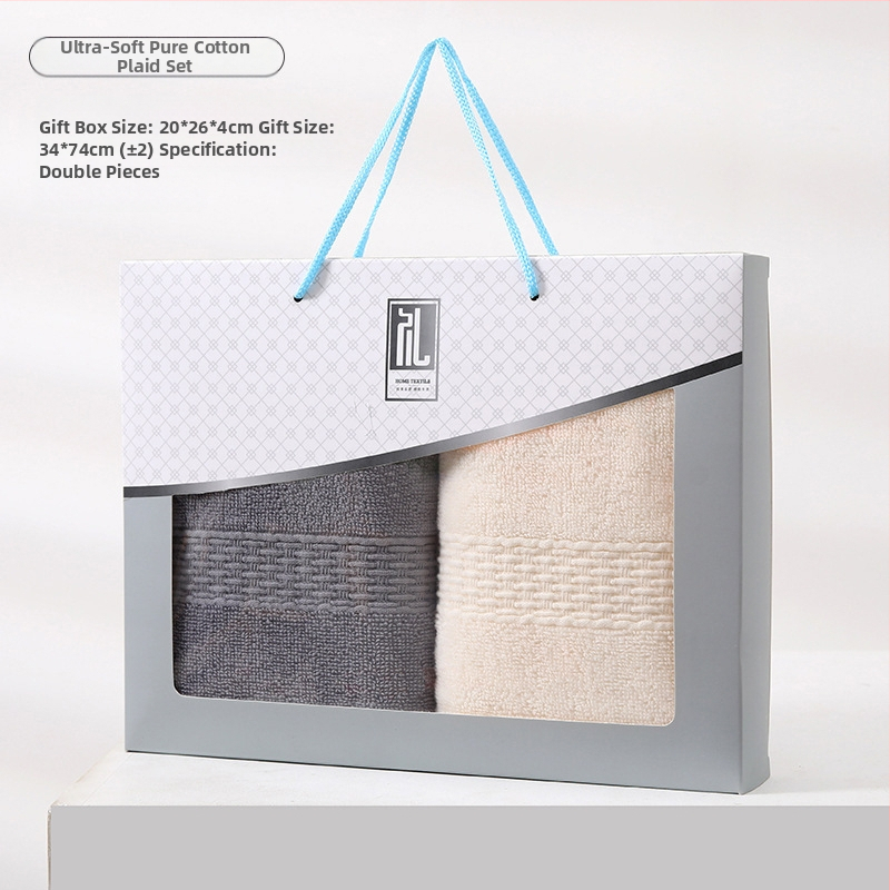 Korāla fleece dvieļu komplekts dāvanas kastē ar logotipu, personalizējams ar izšuvumu/drukāšanu, vienkārša pīšana, 440 g