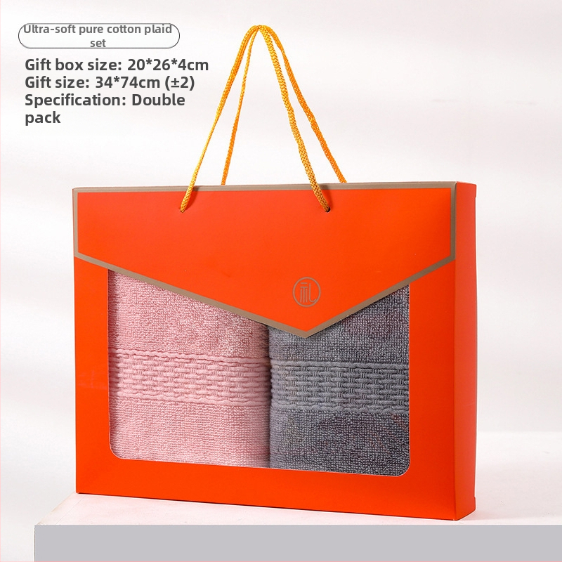 Korāla fleece dvieļu komplekts dāvanas kastē ar logotipu, personalizējams ar izšuvumu/drukāšanu, vienkārša pīšana, 440 g