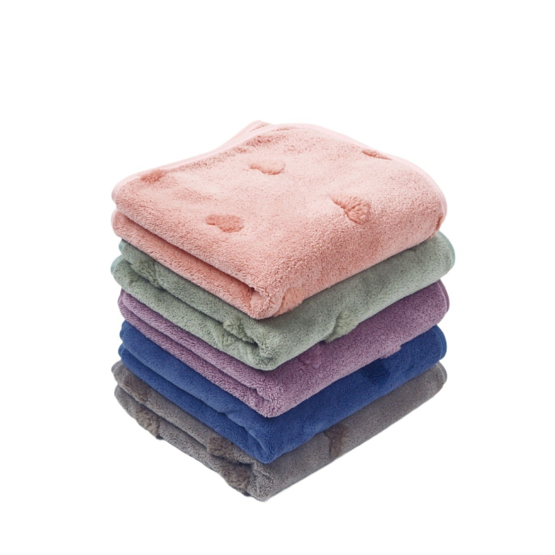 Jacquard kupaonski ručnik za tijelo i ručnik za lice s motivom srca i pera, koralni fleece, 150D, 50–80 g