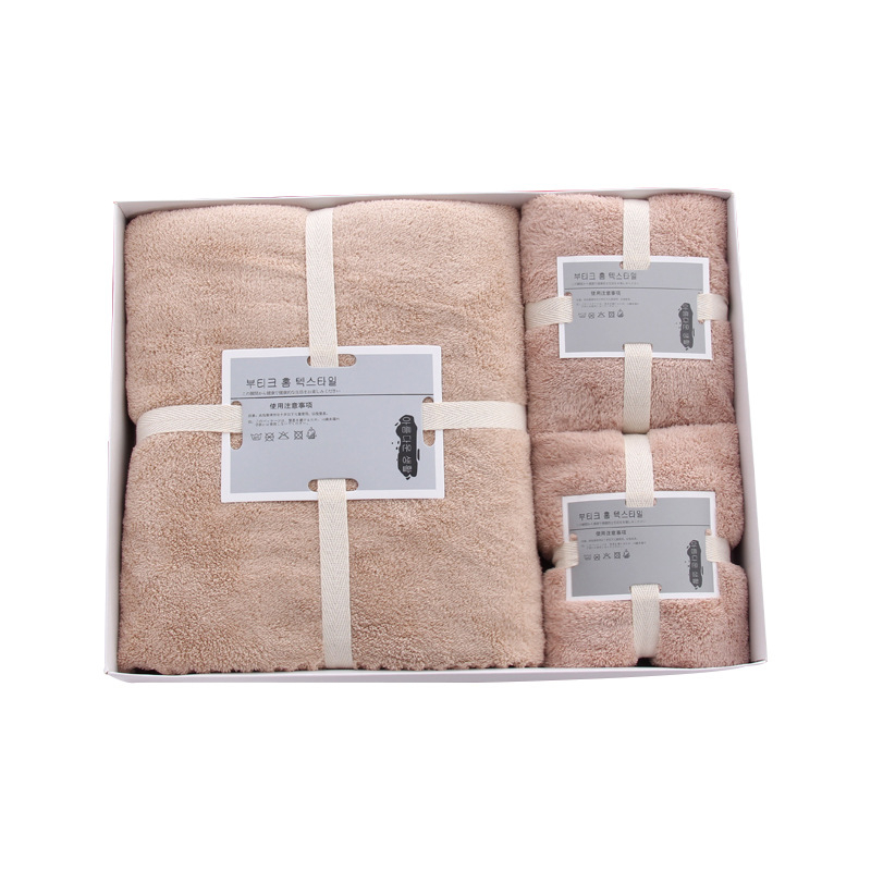 Koraļāla flīsa dvieļu dāvanu komplekts kastītē, trīs vienības, ar logo personalizāciju, 500 g