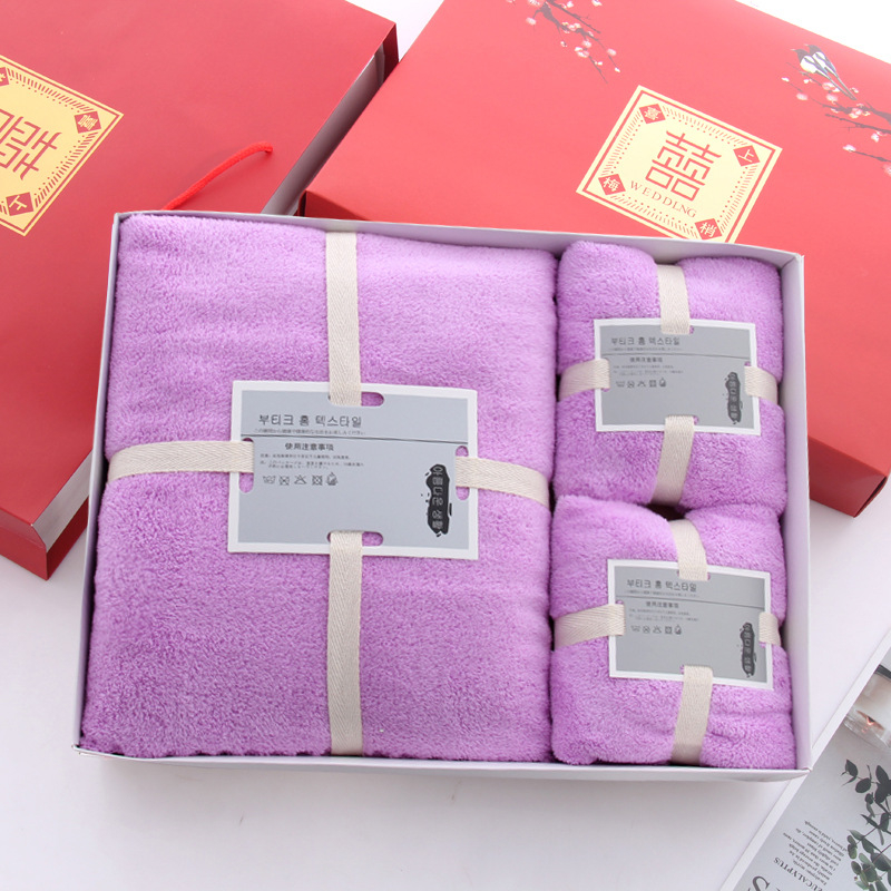 Koraļāla flīsa dvieļu dāvanu komplekts kastītē, trīs vienības, ar logo personalizāciju, 500 g