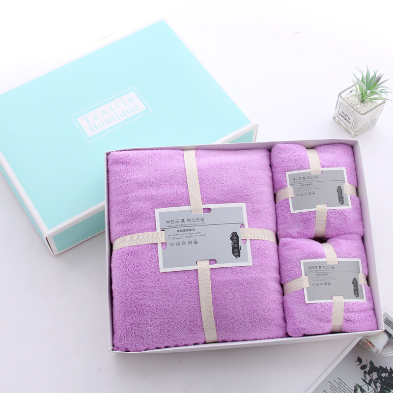 Koraļāla flīsa dvieļu dāvanu komplekts kastītē, trīs vienības, ar logo personalizāciju, 500 g