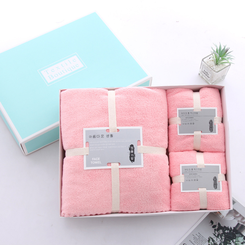 Koraļāla flīsa dvieļu dāvanu komplekts kastītē, trīs vienības, ar logo personalizāciju, 500 g