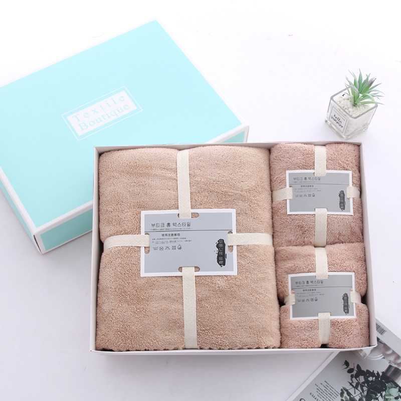 Koraļāla flīsa dvieļu dāvanu komplekts kastītē, trīs vienības, ar logo personalizāciju, 500 g