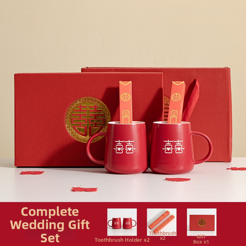 Porcelāna pāra mutes skalošanas krūzes kāzām – cilindriska, vienslāņa, izturīga augstām temperatūrām