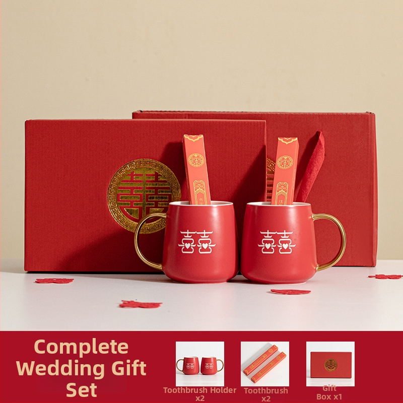 Porcelāna pāra mutes skalošanas krūzes kāzām – cilindriska, vienslāņa, izturīga augstām temperatūrām