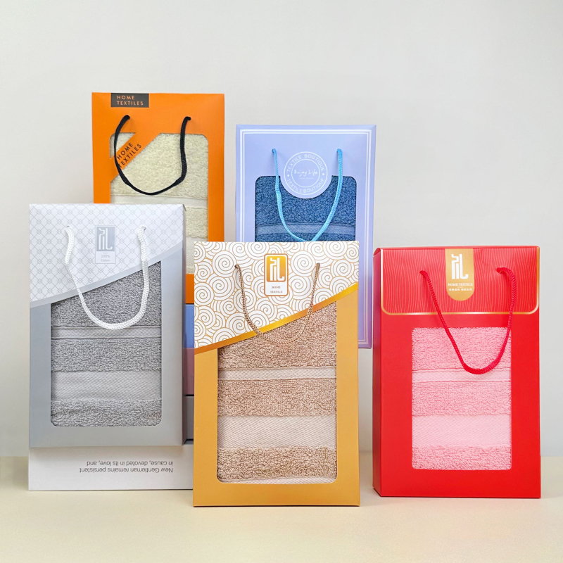 Pamukani ručnici u poklon kutiji, dvostruko pakiranje, 120–140 g, šivanje i jednostavno tkivo, prilagođeni logo
