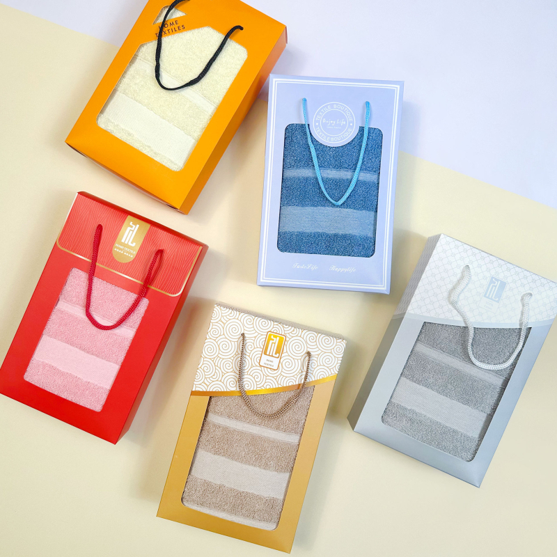 Pamukani ručnici u poklon kutiji, dvostruko pakiranje, 120–140 g, šivanje i jednostavno tkivo, prilagođeni logo