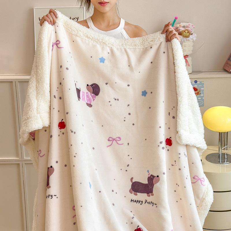 Pătură din fleece de miel, imprimeu desen animat, poliester, 300–500 g