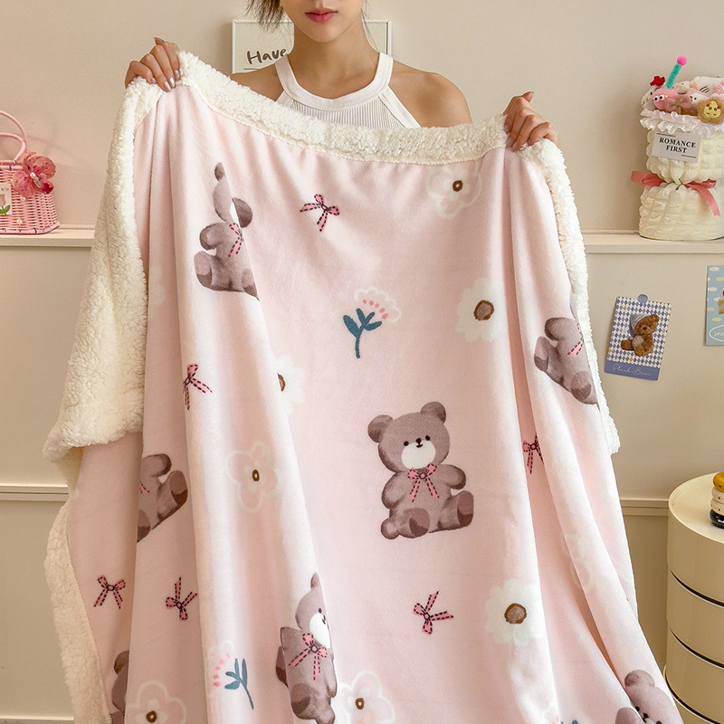 Pătură din fleece de miel, imprimeu desen animat, poliester, 300–500 g