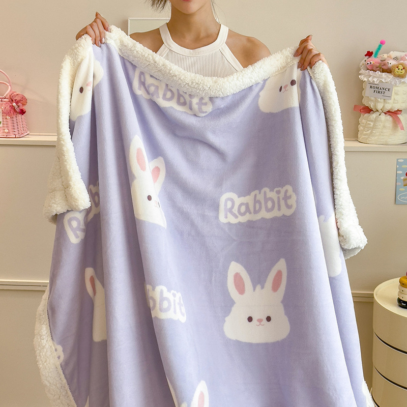 Pătură din fleece de miel, imprimeu desen animat, poliester, 300–500 g