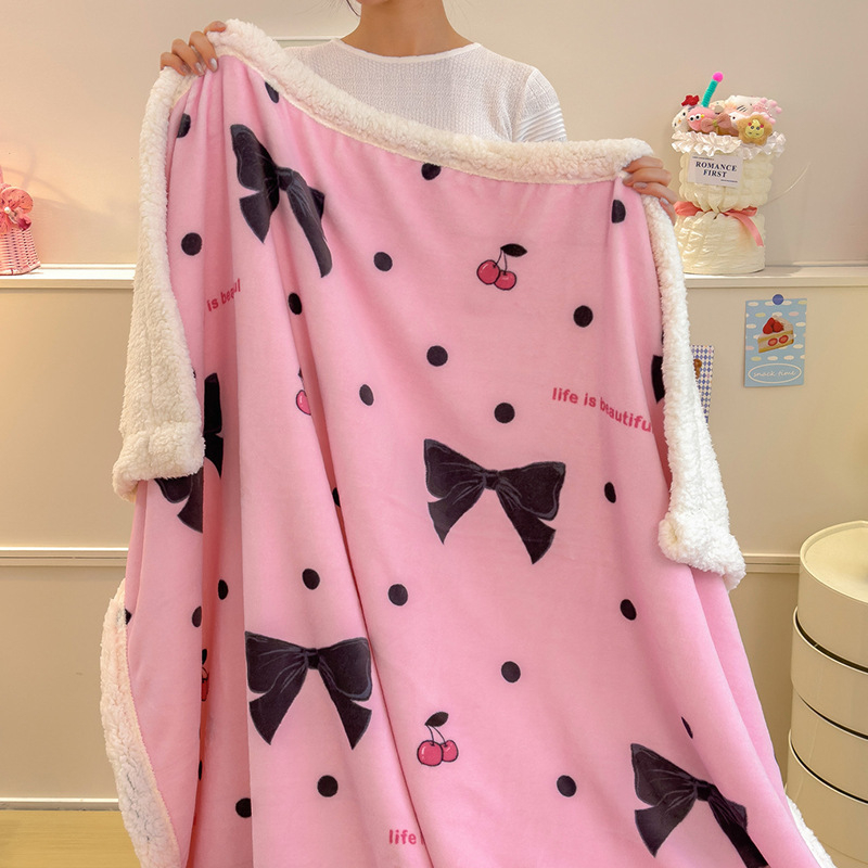 Pătură din fleece de miel, imprimeu desen animat, poliester, 300–500 g