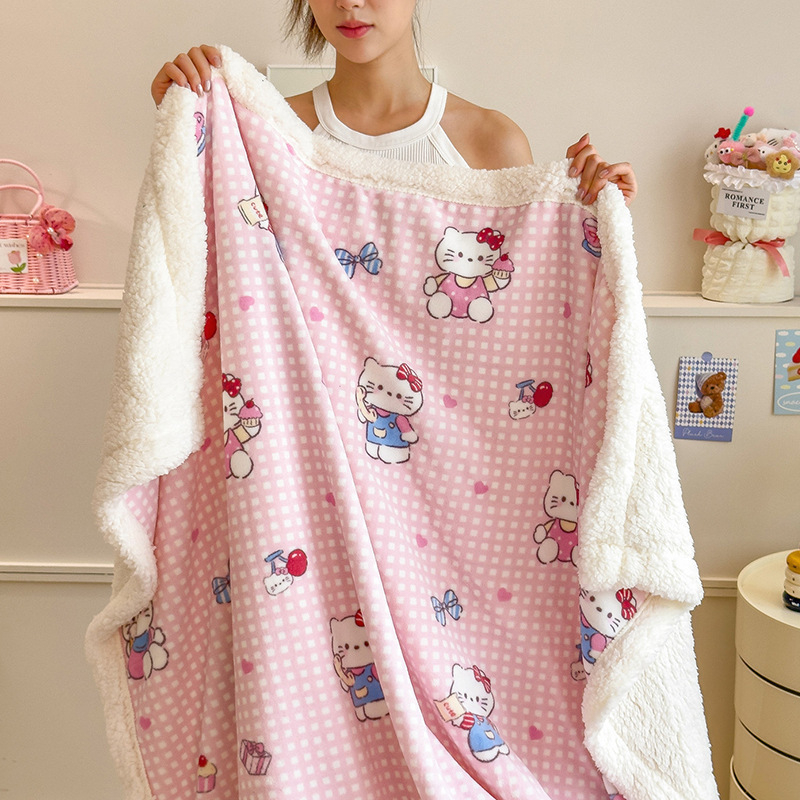 Pătură din fleece de miel, imprimeu desen animat, poliester, 300–500 g