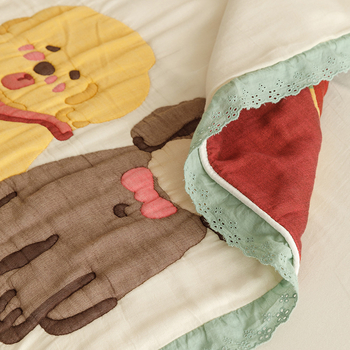 Vaikų rankšluosčio pledas iš marlės, medvilnės, svoris 1,05–1,50 kg, vasara, veikėjų motyvas