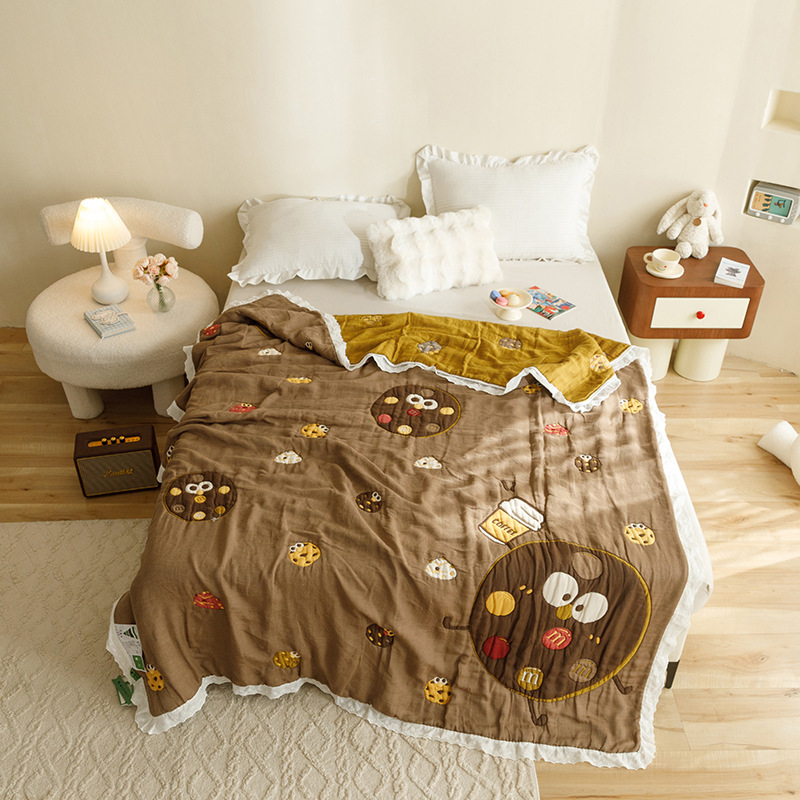 Vaikų rankšluosčio pledas iš marlės, medvilnės, svoris 1,05–1,50 kg, vasara, veikėjų motyvas