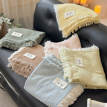 Pătură din bumbac 100% cu patru straturi de tifon, greutate 1000 g, stil minimalist modern, primăvară-toamnă