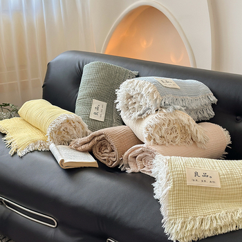 Pătură din bumbac 100% cu patru straturi de tifon, greutate 1000 g, stil minimalist modern, primăvară-toamnă