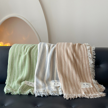 Pătură din bumbac 100% cu patru straturi de tifon, greutate 1000 g, stil minimalist modern, primăvară-toamnă