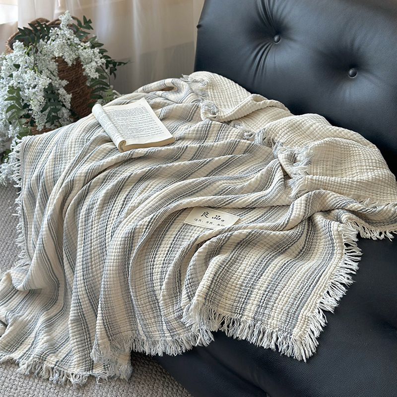 Pătură din bumbac 100% cu patru straturi de tifon, greutate 1000 g, stil minimalist modern, primăvară-toamnă