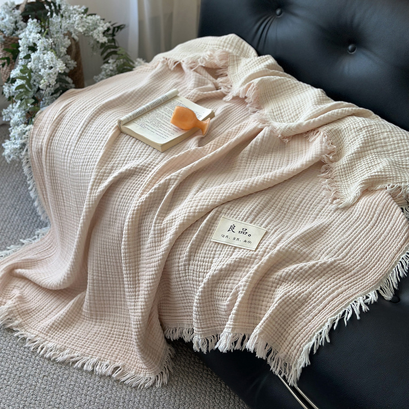 Pătură din bumbac 100% cu patru straturi de tifon, greutate 1000 g, stil minimalist modern, primăvară-toamnă