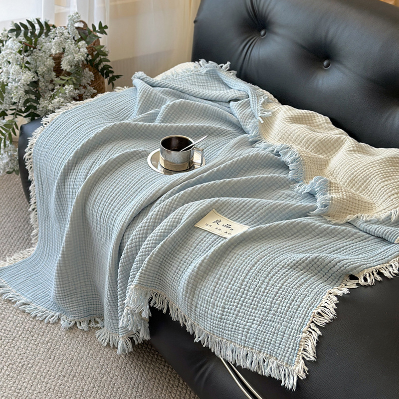 Pătură din bumbac 100% cu patru straturi de tifon, greutate 1000 g, stil minimalist modern, primăvară-toamnă