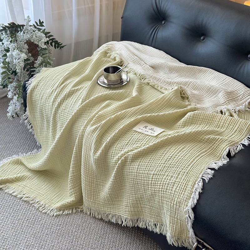 Pătură din bumbac 100% cu patru straturi de tifon, greutate 1000 g, stil minimalist modern, primăvară-toamnă
