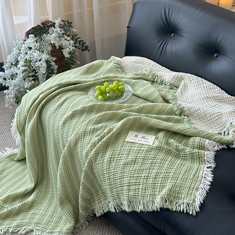 Pătură din bumbac 100% cu patru straturi de tifon, greutate 1000 g, stil minimalist modern, primăvară-toamnă