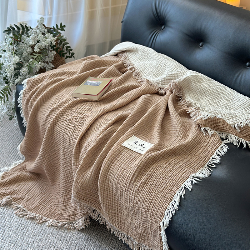 Pătură din bumbac 100% cu patru straturi de tifon, greutate 1000 g, stil minimalist modern, primăvară-toamnă
