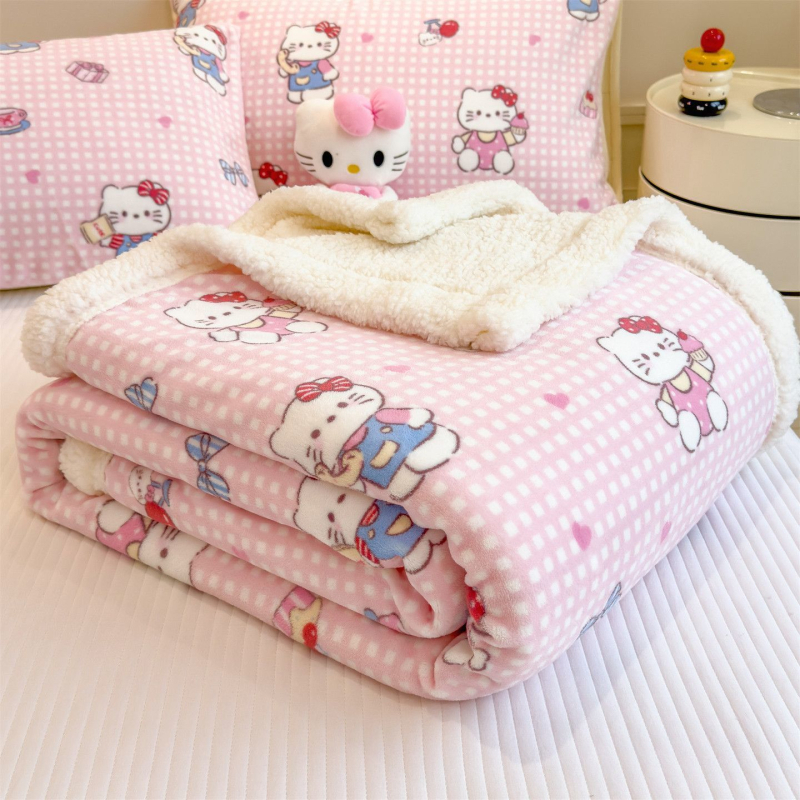 Pliušinė antklodė su gyvūnų ir animacinių motyvais, rankšluosčio tipo antklodė žiemai, Korėjos stiliaus