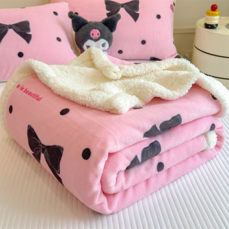 Pliušinė antklodė su gyvūnų ir animacinių motyvais, rankšluosčio tipo antklodė žiemai, Korėjos stiliaus