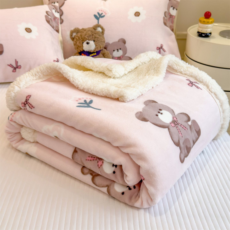 Pliušinė antklodė su gyvūnų ir animacinių motyvais, rankšluosčio tipo antklodė žiemai, Korėjos stiliaus