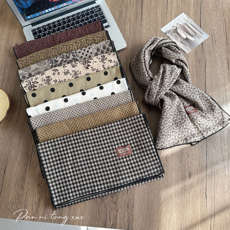 Γυναικείος φουλάρι από βαμβάκι – απλό ύφανση, διατηρεί τη ζεστασιά, άνοιξη και φθινόπωρο, στυλ λογοτεχνικό ρετρό