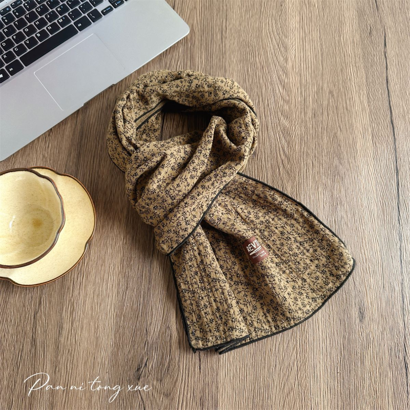 Γυναικείος φουλάρι από βαμβάκι – απλό ύφανση, διατηρεί τη ζεστασιά, άνοιξη και φθινόπωρο, στυλ λογοτεχνικό ρετρό