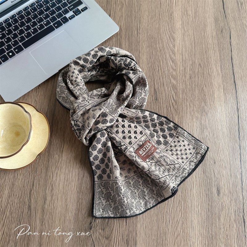 Γυναικείος φουλάρι από βαμβάκι – απλό ύφανση, διατηρεί τη ζεστασιά, άνοιξη και φθινόπωρο, στυλ λογοτεχνικό ρετρό