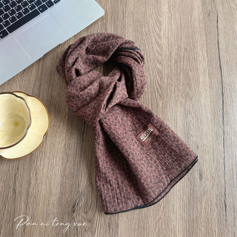 Γυναικείος φουλάρι από βαμβάκι – απλό ύφανση, διατηρεί τη ζεστασιά, άνοιξη και φθινόπωρο, στυλ λογοτεχνικό ρετρό