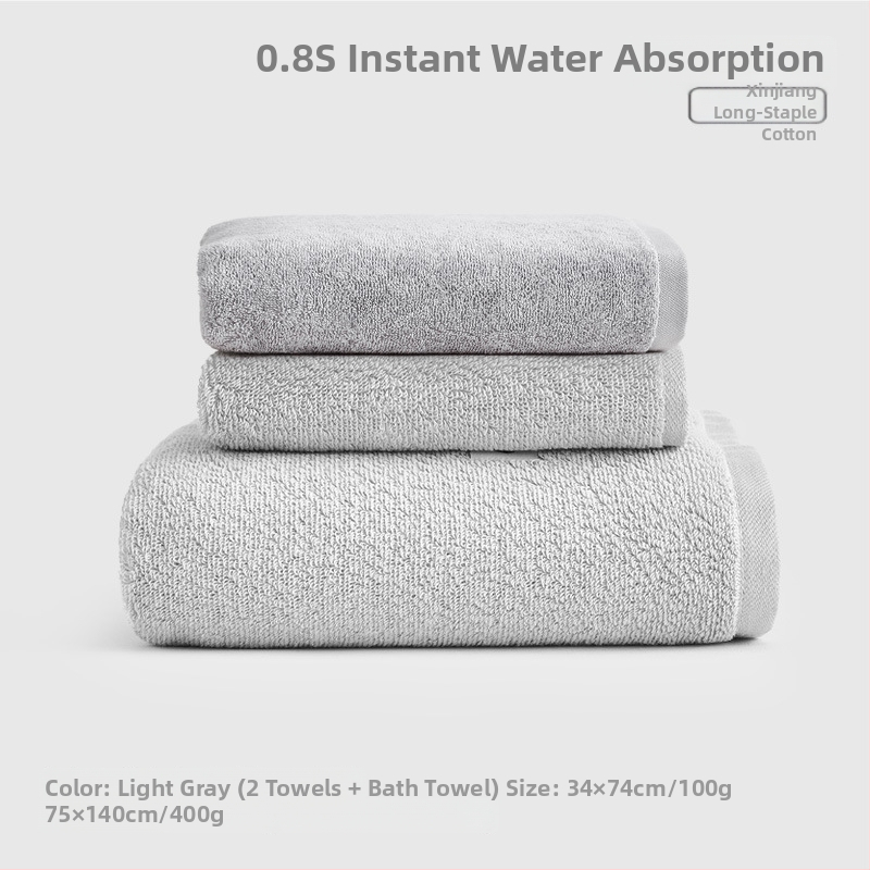 Fürdőtörölközők szett – 100% pamut, uniszex, 150D egyszerű szövés, 3 részes, nedvszívó, gyorsan száradó