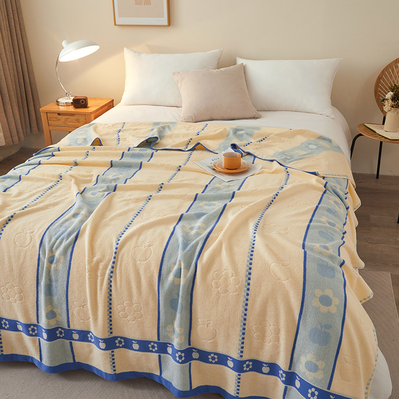 Medvilninė rankšluosčio antklodė su retro stiliumi ir gėlių raštu, reaktyvinis spausdinimas, svoris 0,55–1,00 kg, tinkama pavasariui ir rudeniui