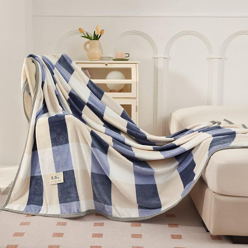 Pătură din velur de lapte, cu dungi, stil japonez, patru anotimpuri, sub 300 g