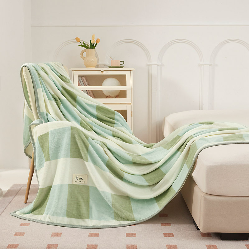 Pătură din velur de lapte, cu dungi, stil japonez, patru anotimpuri, sub 300 g