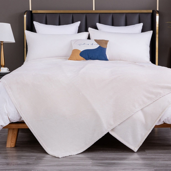 Flanelės pledas, visų metų laikotarpiams, korėjietiško stiliaus, svoris iki 300 g, poliesterio mišinys, vientisas raštas, tinkamas lovai