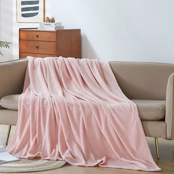 Flanelės pledas, visų metų laikotarpiams, korėjietiško stiliaus, svoris iki 300 g, poliesterio mišinys, vientisas raštas, tinkamas lovai