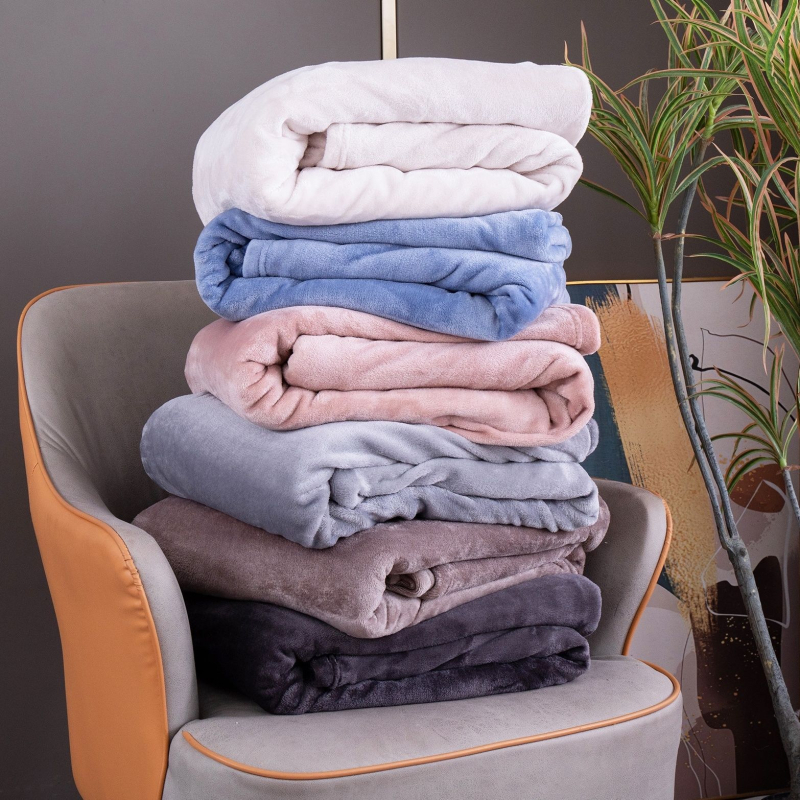 Flanelės pledas, visų metų laikotarpiams, korėjietiško stiliaus, svoris iki 300 g, poliesterio mišinys, vientisas raštas, tinkamas lovai